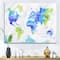 Designart - World Map In Green and Blue - Modern Canvas Wall Art Print